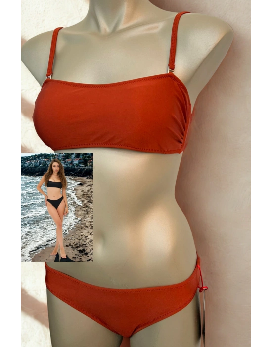 Özel Tasarım Kiremit Rengi Şık Bikini Takımı