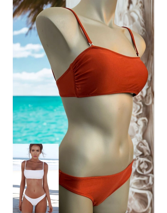 Özel Tasarım Kiremit Rengi Şık Bikini Takımı