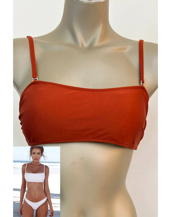 Özel Tasarım Kiremit Rengi Şık Bikini Üst