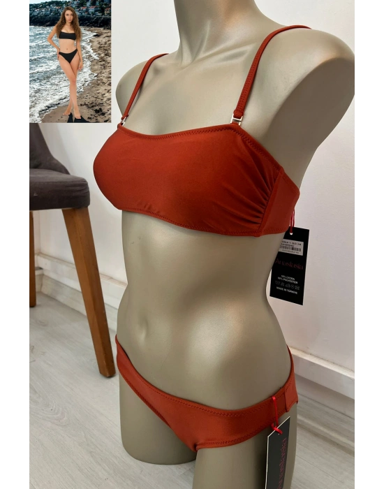 Özel Tasarım Kiremit Rengi Şık Bikini Üst