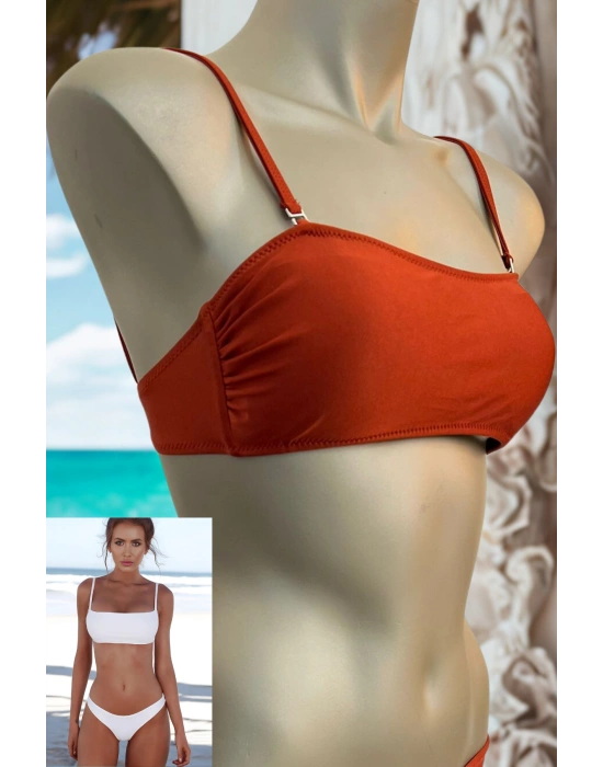 Özel Tasarım Kiremit Rengi Şık Bikini Üst