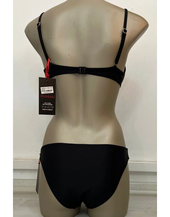Özel Tasarım Ön Kısmı Fiyonk Siyah Bikini Takımı