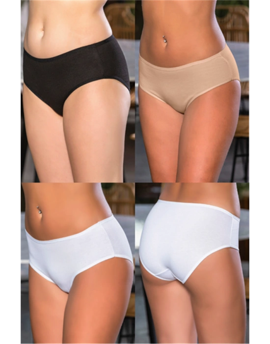 PAMUKLU YÜKSEK BEL SLİP KÜLOT (KARIŞIK) SİYAH-BEYAZ-TEN (MGP2966)