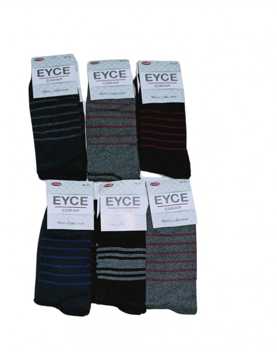 Ucuz Erkek Çorabı Çember Desenli Asorti 12 Adet