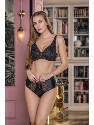 BALENLİ KAPSIZ SİMLİ TOPARLAYICI SÜTYEN SİYAH (MGP11530)