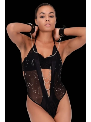 Baskılı Tül Ve Önü Zincirli Şık Babydoll  51190-1