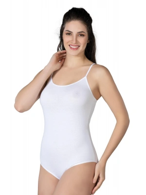 BEYAZ MI Emay 1415 Modal Cotton Çıtçıtlı İnce Askılı Body