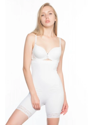 BEYAZ MI Emay 2027 Yüksek Bel Dantelli Paçalı Korse