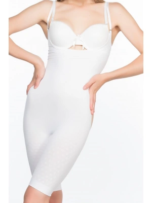 BEYAZ MI Emay 2038 Popo ve Göğsü Açık Paçalı Boy Korse