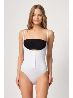 BEYAZ MI Emay 2043 Göğsü Açık Agraflı Body Korse