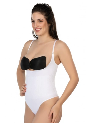 BEYAZ MI Emay 2076 Göğüsü Açık String Body Korse