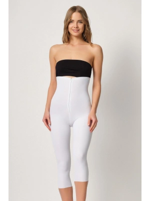 BEYAZ MI Emay 2868 Fermuarlı Kapri Tayt Lazer Korse