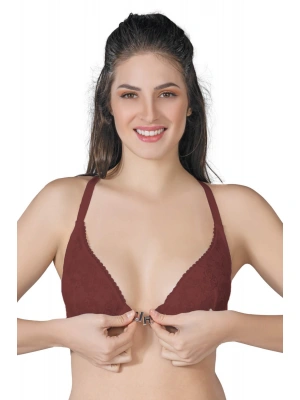 BORDO MI Emay 187 C Önden Açılır Balenli Sporcu Sütyen