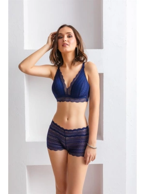BRALET SÜTYEN BOXER TAKIM LACİVERT (MGP31813)