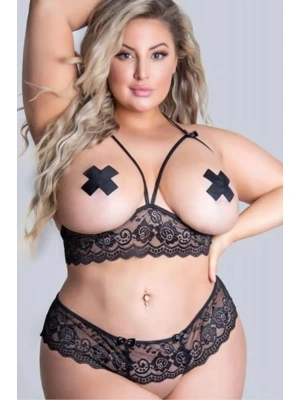 Büyük Beden Battal Dantelli Özel Bölgesi Açık Sexi Gecelik 51206