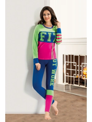 Derya Kurşun Baskılı Sporcu Kadın Tayt Takım 866