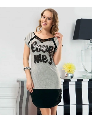 Derya Kurşun Baskılı Yarım Kol Kadın Tunik 919