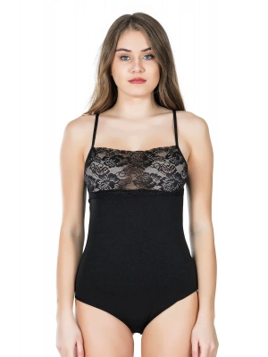 Derya Kurşun Dantel Yaka Askılı Çıtçıtlı Kadın Body 312