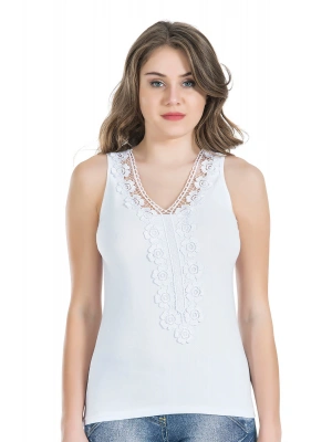 Derya Kurşun Güpürlü Sıfır Kol Kadın Atlet 155