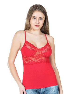 Derya Kurşun Ince Askılı Dantelli Kadın Atlet 258