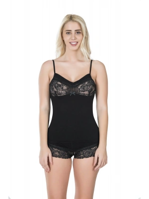 Derya Kurşun İp Askılı Dantelli Atlet Şort Takım 071