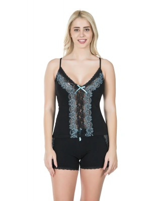 Derya Kurşun İp Askılı Dantelli Atlet Şort Takım 081