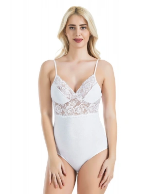 Derya Kurşun İp Askılı Dantelli Kadın Body 334