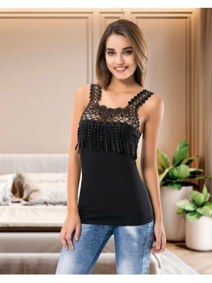 Derya Kurşun Kalın Güpür Askılı Atlet 129