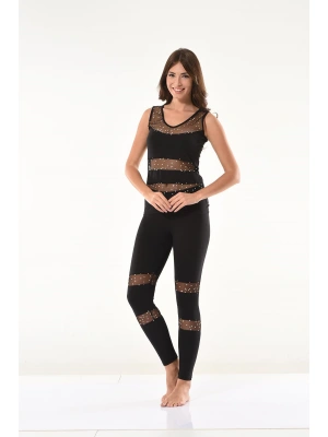 Derya Kurşun Puantiyeli Transparan Tayt Takım 1504