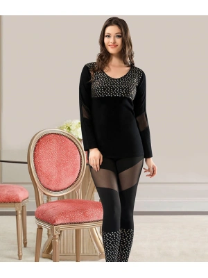 Derya Kurşun Uzun Kol Transparan Tayt Takım 877