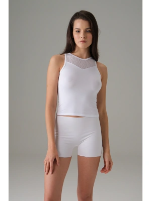 Doreanse Kadın Halter File Yaka Atlet Beyaz 9401