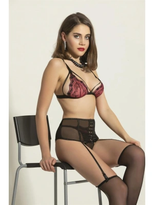 FANTEZİ ÜÇGEN SÜTYEN JARTİYER TAKIM BORDO (MGP6402)