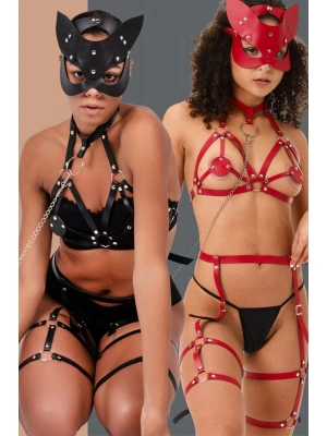 Harness Fantezi Deri İkili Set 0386SK