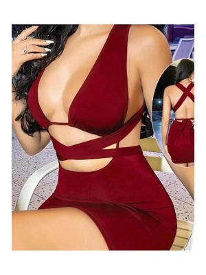 Kadın Kahverengi Elbise Fantezi 5080