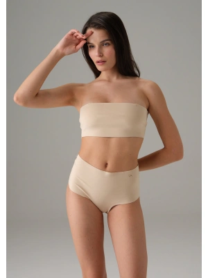Kadın Ten Dikişsiz Yüksek Bel Marka Baskılı Slip 7003