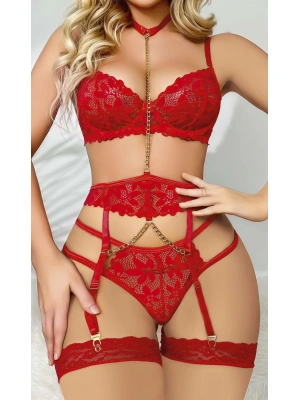 Kırmızı Zincirli Jartiyer Takım 2056