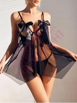 Nightlight Fiyonlu Göğüs Kısmı Açık Transparan Çekici Gecelik