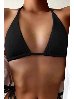 Özel Tasarım Bağlamalı Siyah Bikini Üst