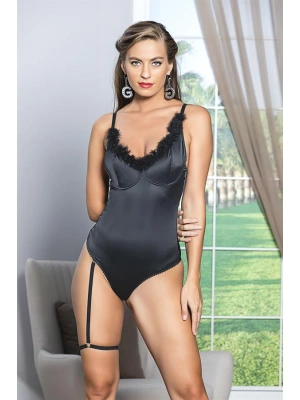 SATEN BACAK BANTLI ÇITÇITLI BADİ SİYAH (MGP11490)