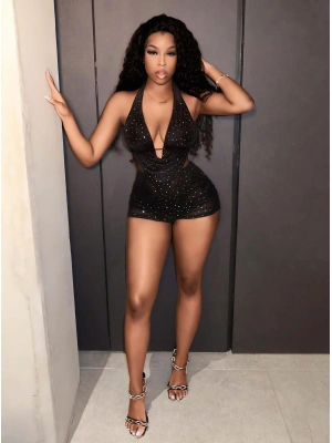 Siyah Fantezi Elbise Parlak 5040