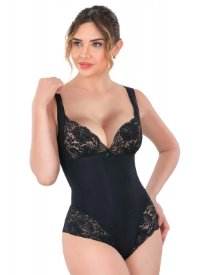 SİYAH MI Emay 2947 Dantelli Agraflı Body Korse