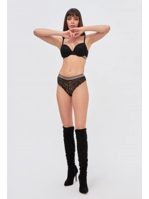 SİYAH SİMLİ HAFİF DESTEKLİ SÜTYEN HİPSTER TAKIM 4791