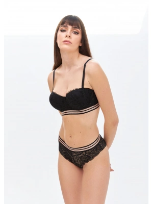 SİYAH SİMLİ STRAPLEZ SÜTYEN HİPSTER TAKIM 4792