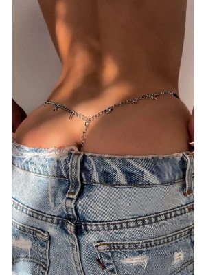 Yazılı Zincirli Fantezi Tanga Şık Külot 81090