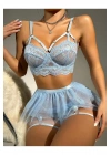 Bebe Mavi Bel Tüllü Kadın Seksi Fantezi Jartiyer Takım 2059