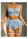 Bebe Mavi Bel Tüllü Kadın Seksi Fantezi Jartiyer Takım 2059