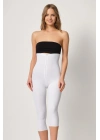 BEYAZ MI Emay 2868 Fermuarlı Kapri Tayt Lazer Korse