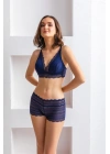 BRALET SÜTYEN BOXER TAKIM LACİVERT (MGP31813)