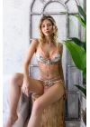 ÇİÇEKLİ BRALET SÜTYEN VE SLİP KÜLOT TAKIM EKRU (32056)