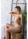 ÇİÇEKLİ BRALET SÜTYEN VE SLİP KÜLOT TAKIM EKRU (32056)